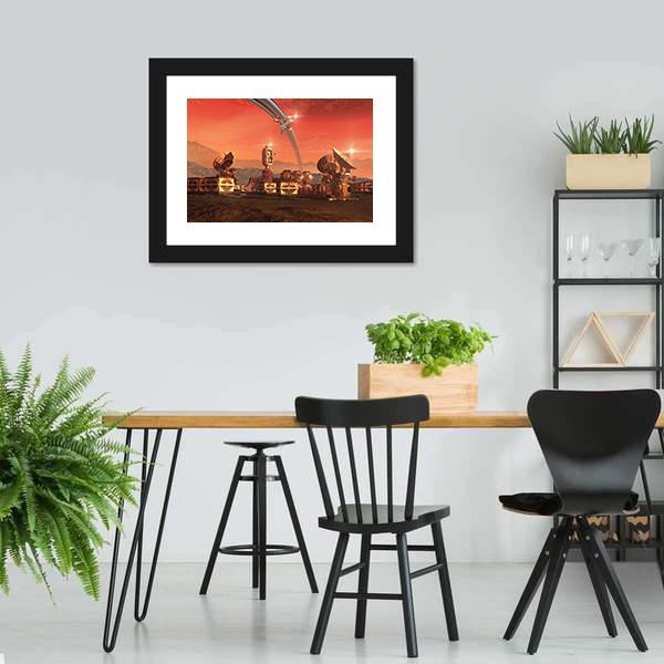 Satellite Dishes On Mars Canvas Wall Art-3 Horizontal-Gallery Wrap-25" x 16"-Tiaracle
