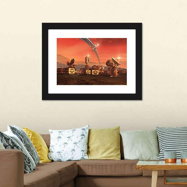 Satellite Dishes On Mars Canvas Wall Art-3 Horizontal-Gallery Wrap-25" x 16"-Tiaracle