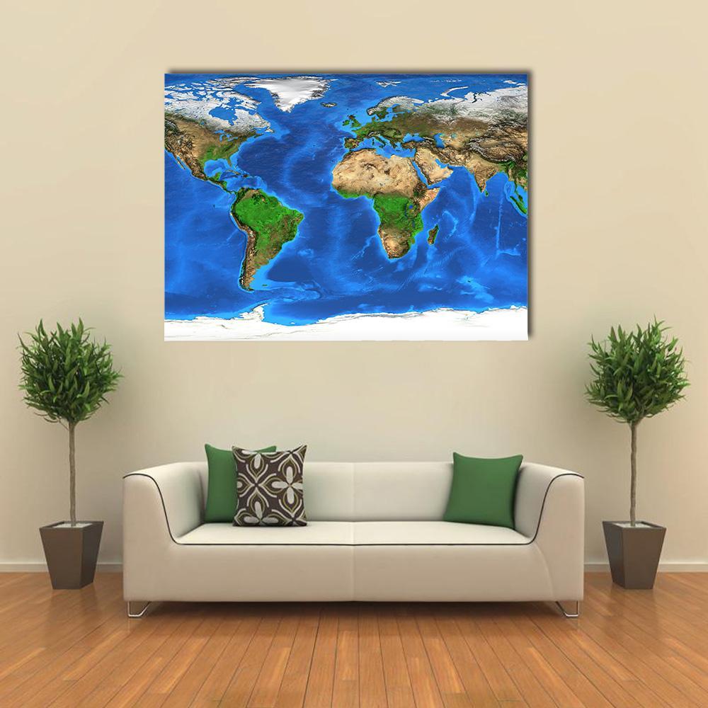 Satellite View Of The Earth Canvas Wall Art-4 Horizontal-Gallery Wrap-34" x 24"-Tiaracle