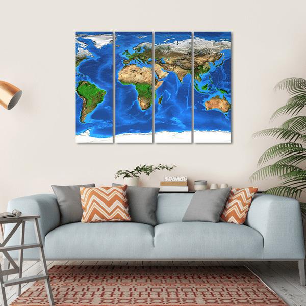 Satellite View Of The Earth Canvas Wall Art-4 Horizontal-Gallery Wrap-34" x 24"-Tiaracle