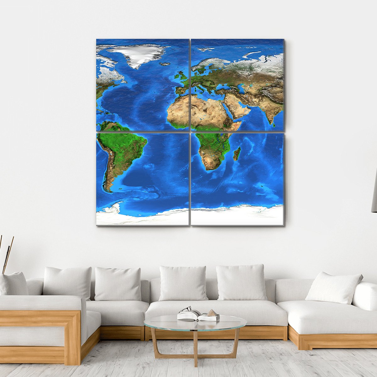 Satellite View Of The Earth Canvas Wall Art-4 Square-Gallery Wrap-17" x 17"-Tiaracle
