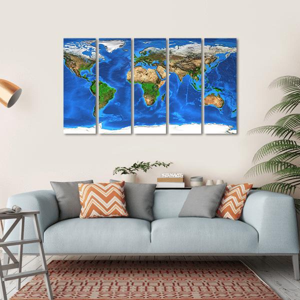 Satellite View Of The Earth Canvas Wall Art-5 Horizontal-Gallery Wrap-22" x 12"-Tiaracle
