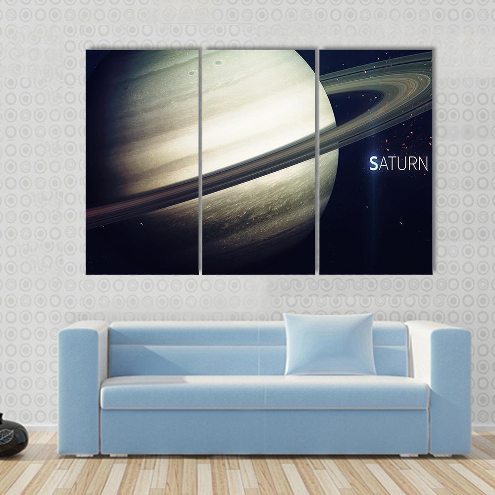 Saturn With Its Rings Canvas Wall Art-3 Horizontal-Gallery Wrap-37" x 24"-Tiaracle