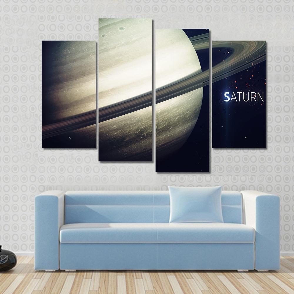 Saturn With Its Rings Canvas Wall Art-4 Pop-Gallery Wrap-50" x 32"-Tiaracle