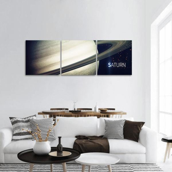 Saturn With Its Rings Panoramic Canvas Wall Art-3 Piece-25" x 08"-Tiaracle