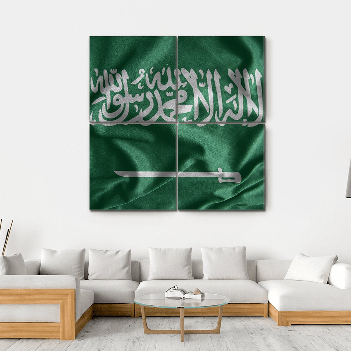 Saudi Arabia Flag Canvas Wall Art-4 Square-Gallery Wrap-17" x 17"-Tiaracle