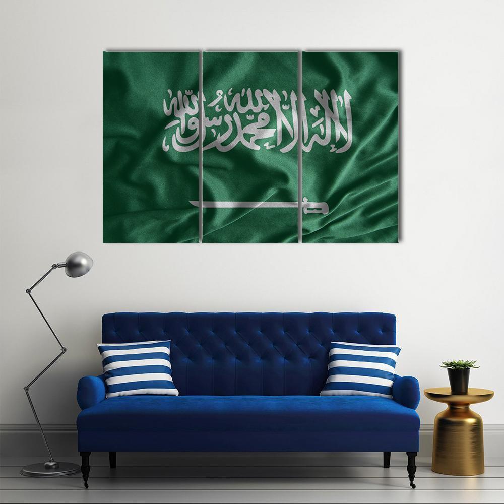 Saudi Arabia Flag Canvas Wall Art-3 Horizontal-Gallery Wrap-37" x 24"-Tiaracle
