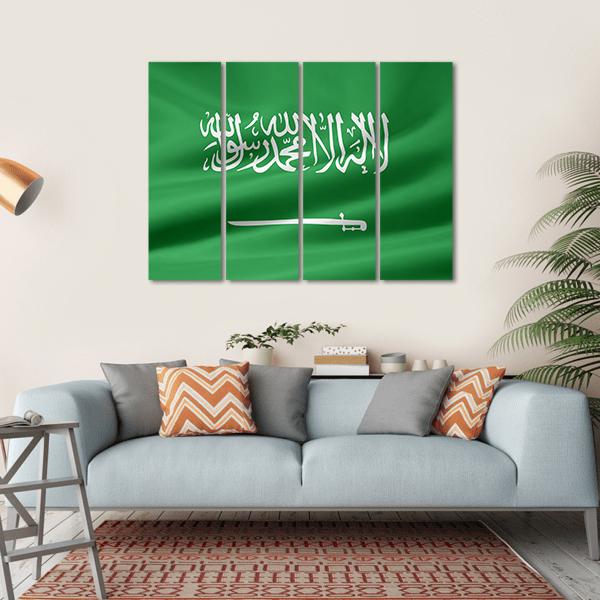 Saudi Arabia Flag Canvas Wall Art-4 Horizontal-Gallery Wrap-34" x 24"-Tiaracle