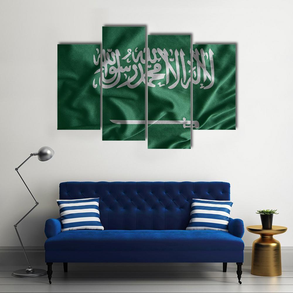 Saudi Arabia Flag Canvas Wall Art-4 Pop-Gallery Wrap-50" x 32"-Tiaracle
