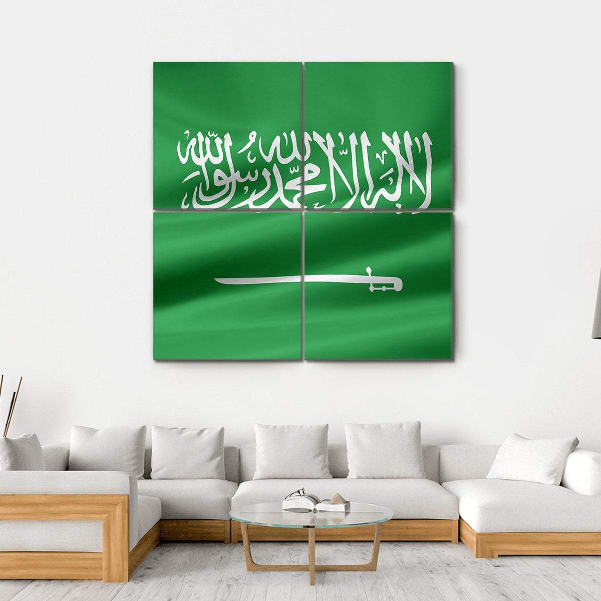 Saudi Arabia Flag Canvas Wall Art-4 Square-Gallery Wrap-17" x 17"-Tiaracle