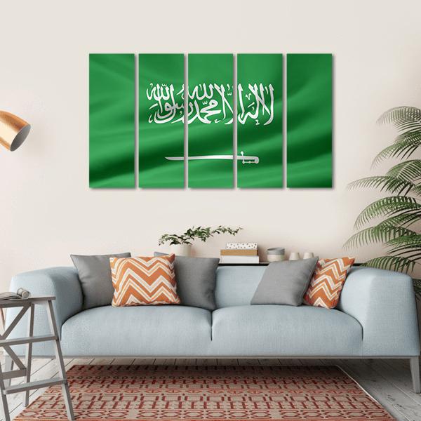 Saudi Arabia Flag Canvas Wall Art-5 Horizontal-Gallery Wrap-22" x 12"-Tiaracle