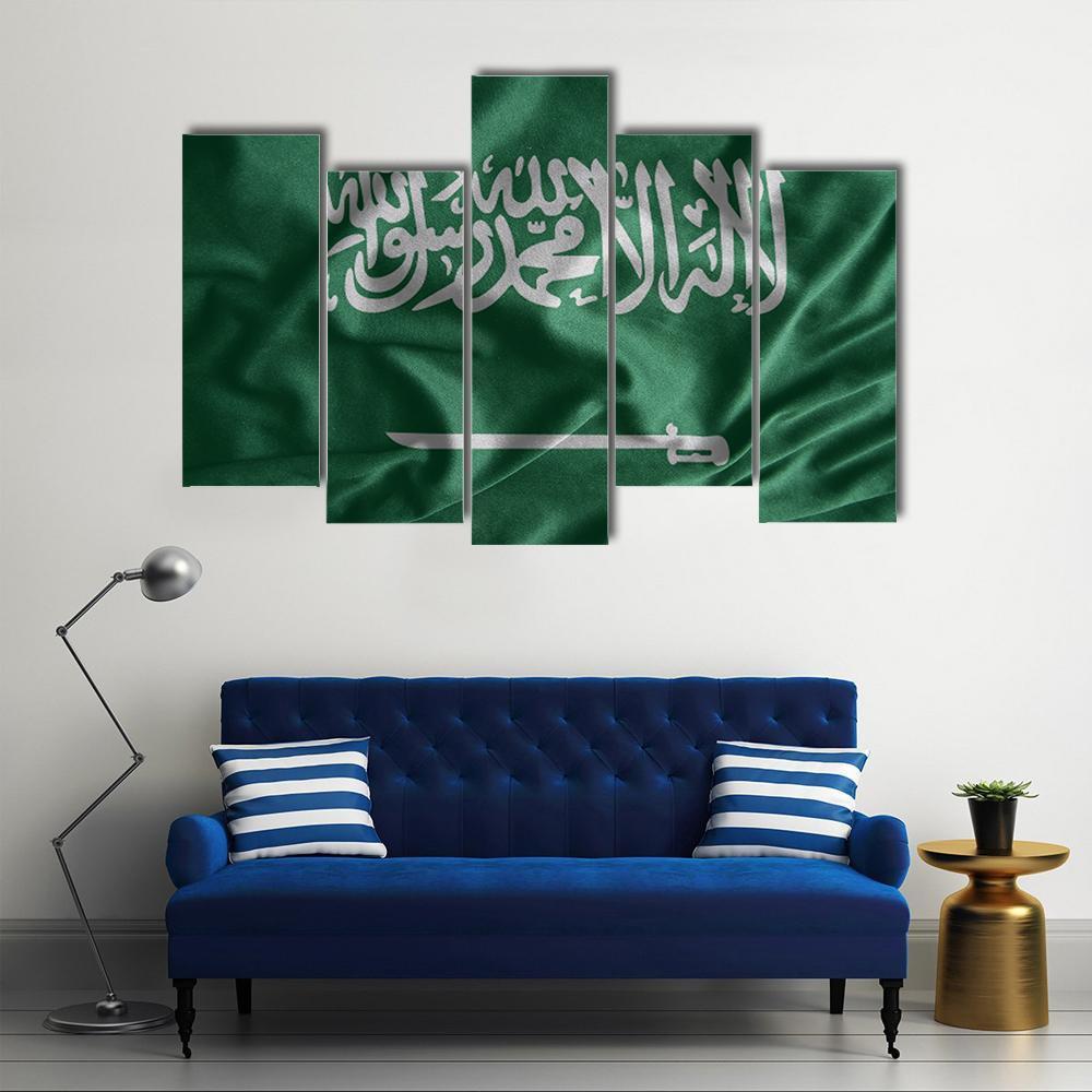 Saudi Arabia Flag Canvas Wall Art-5 Pop-Gallery Wrap-47" x 32"-Tiaracle