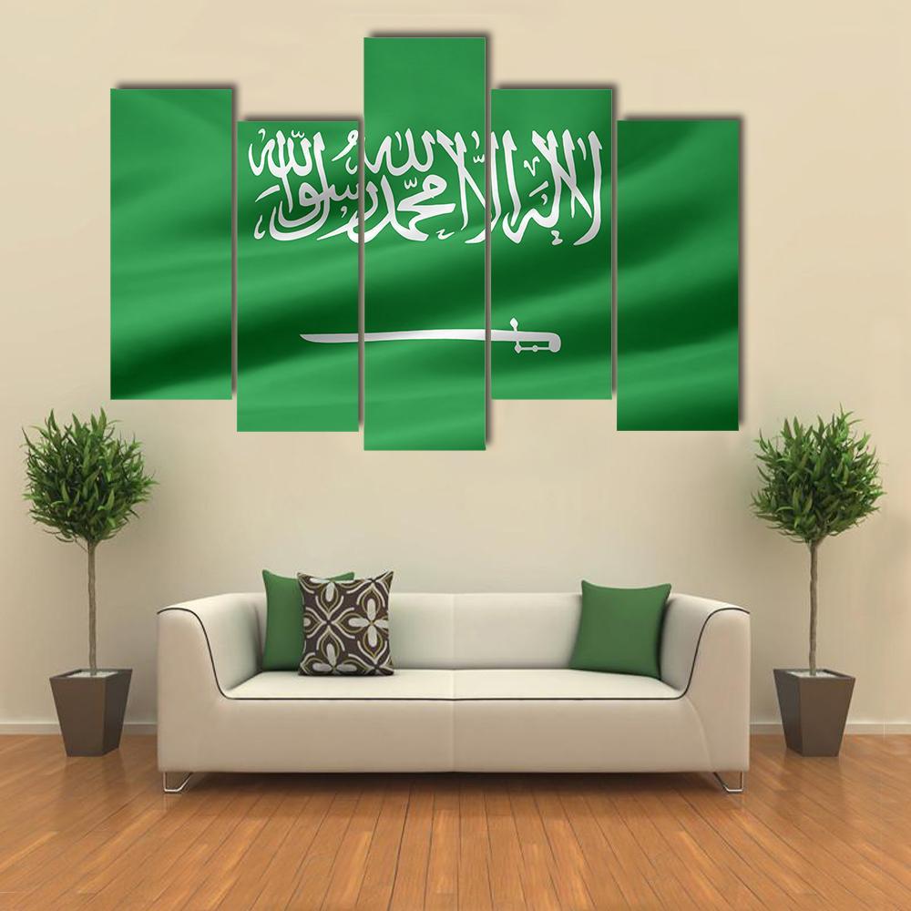 Saudi Arabia Flag Canvas Wall Art-5 Pop-Gallery Wrap-47" x 32"-Tiaracle