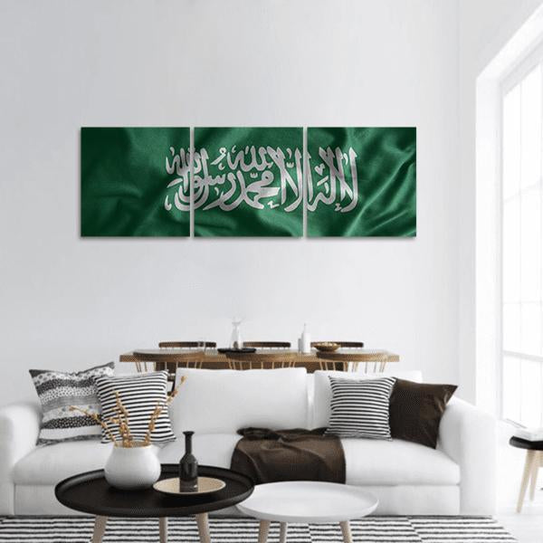 Saudi Arabia Flag Panoramic Canvas Wall Art-3 Piece-25" x 08"-Tiaracle
