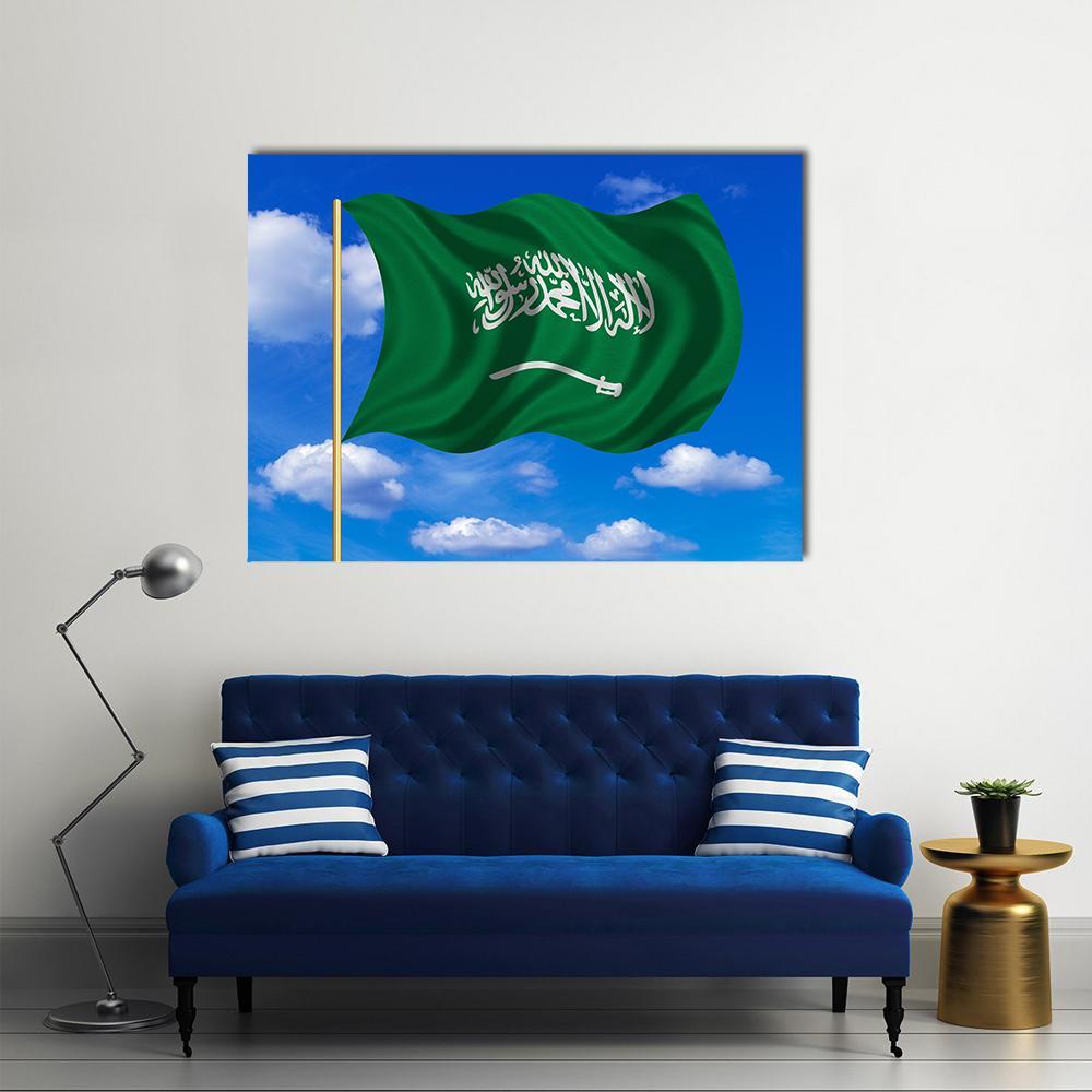 Saudi Arabian Flag Canvas Wall Art-1 Piece-Gallery Wrap-36" x 24"-Tiaracle