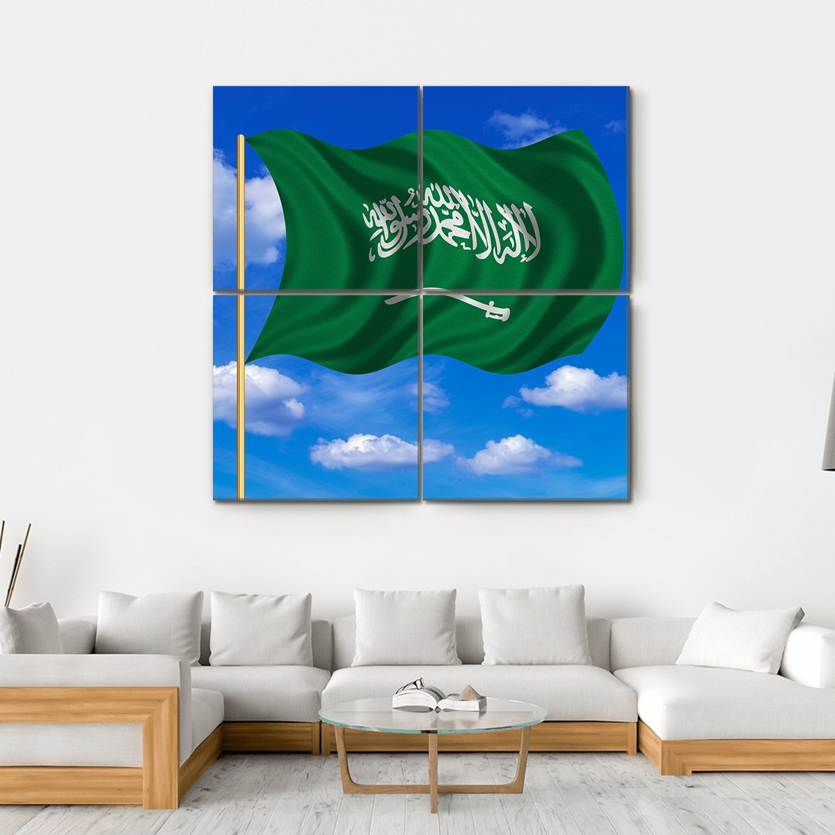 Saudi Arabian Flag Canvas Wall Art-4 Square-Gallery Wrap-17" x 17"-Tiaracle