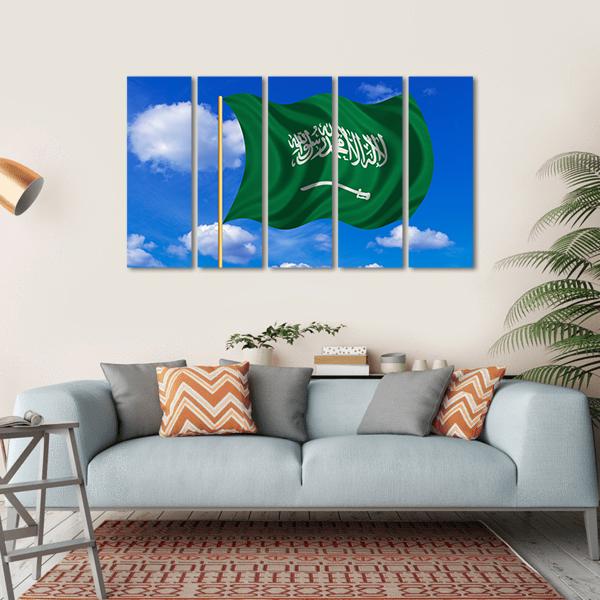Saudi Arabian Flag Canvas Wall Art-5 Horizontal-Gallery Wrap-22" x 12"-Tiaracle