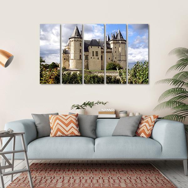 Saumur Chateau Castle In Summer Canvas Wall Art-5 Horizontal-Gallery Wrap-22" x 12"-Tiaracle
