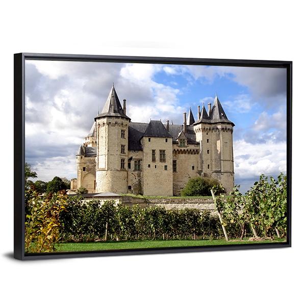 Saumur Chateau Castle In Summer Canvas Wall Art-3 Horizontal-Gallery Wrap-25" x 16"-Tiaracle