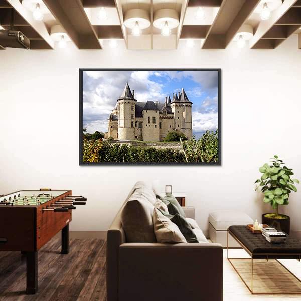 Saumur Chateau Castle In Summer Canvas Wall Art-3 Horizontal-Gallery Wrap-25" x 16"-Tiaracle