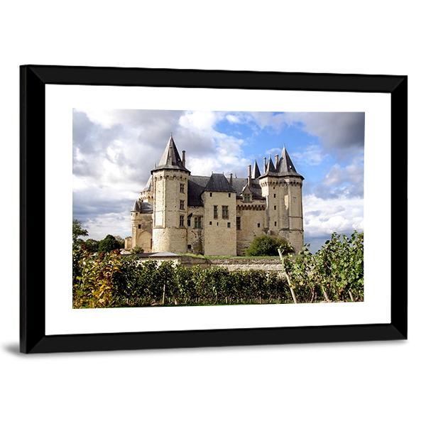 Saumur Chateau Castle In Summer Canvas Wall Art-3 Horizontal-Gallery Wrap-25" x 16"-Tiaracle