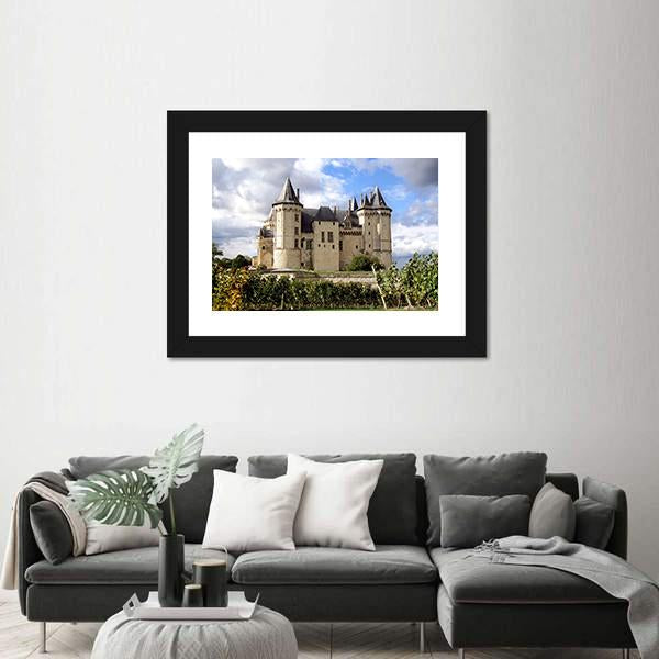 Saumur Chateau Castle In Summer Canvas Wall Art-3 Horizontal-Gallery Wrap-25" x 16"-Tiaracle