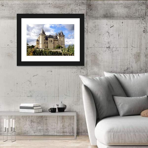 Saumur Chateau Castle In Summer Canvas Wall Art-3 Horizontal-Gallery Wrap-25" x 16"-Tiaracle