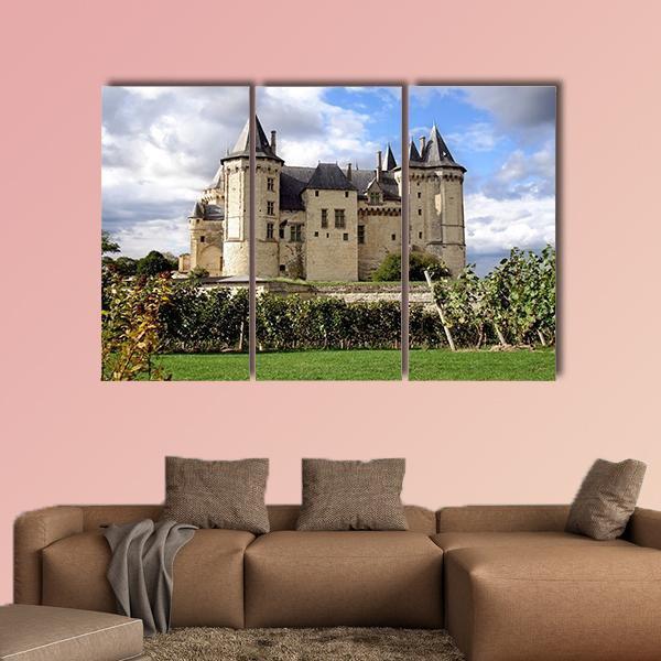 Saumur Chateau Castle In Summer Canvas Wall Art-3 Horizontal-Gallery Wrap-37" x 24"-Tiaracle