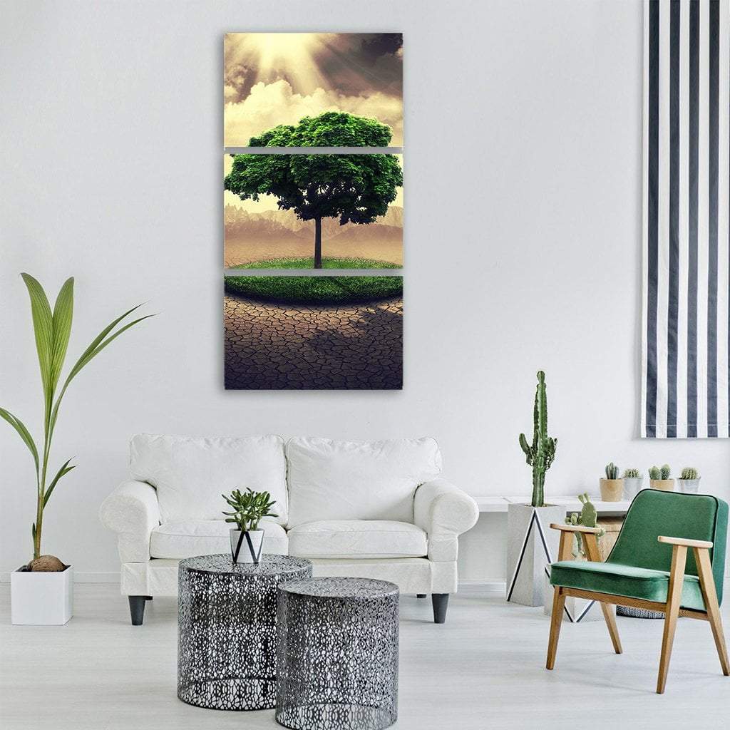 Save The Earth Vertical Canvas Wall Art-3 Vertical-Gallery Wrap-12" x 25"-Tiaracle