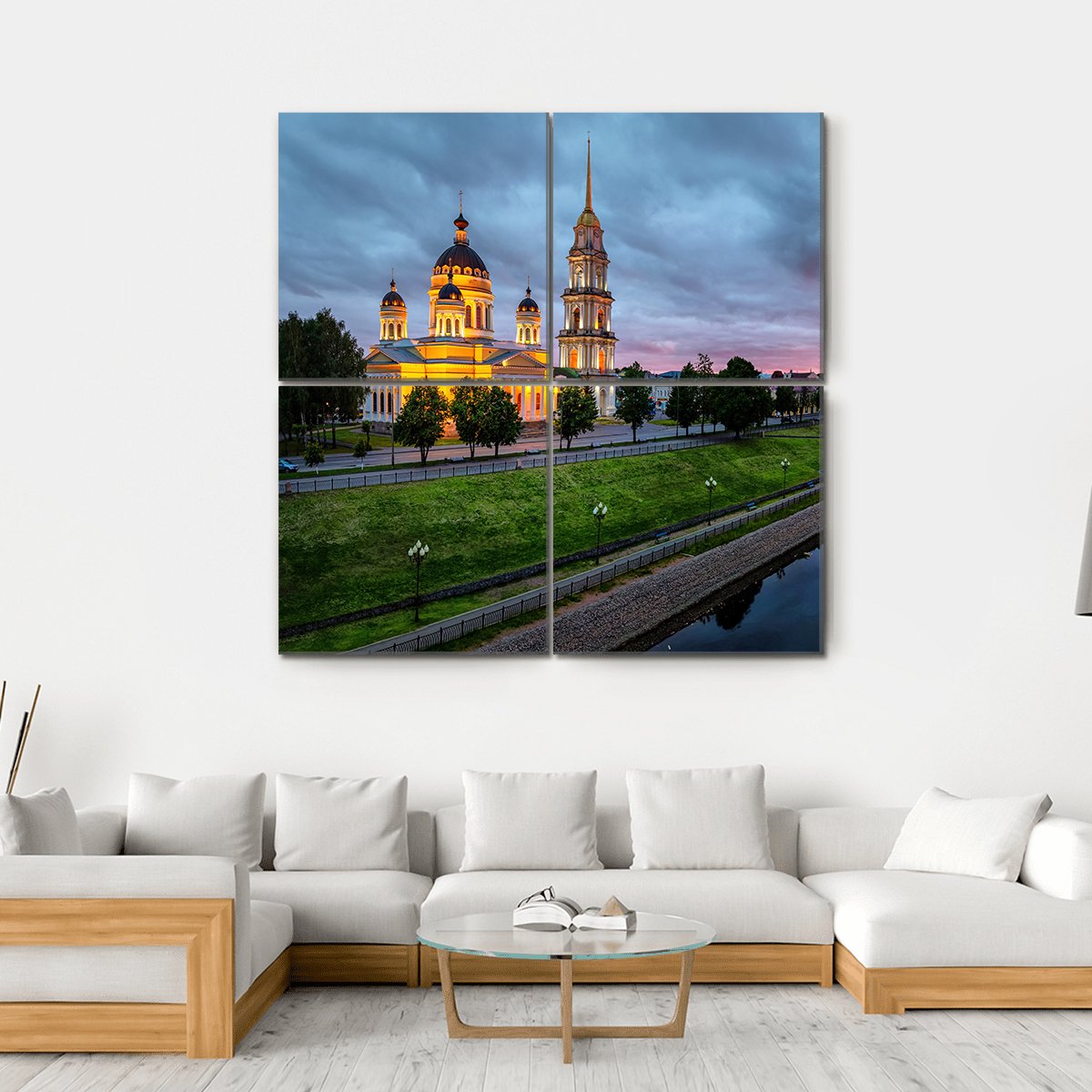 Savior Transfiguration Cathedral Canvas Wall Art-4 Square-Gallery Wrap-17" x 17"-Tiaracle