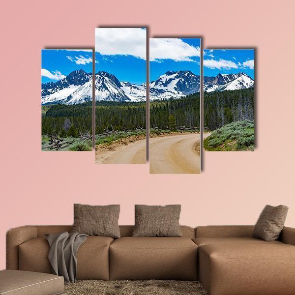 Sawtooth Scenic Byway In Idaho Canvas Wall Art-4 Pop-Gallery Wrap-50" x 32"-Tiaracle