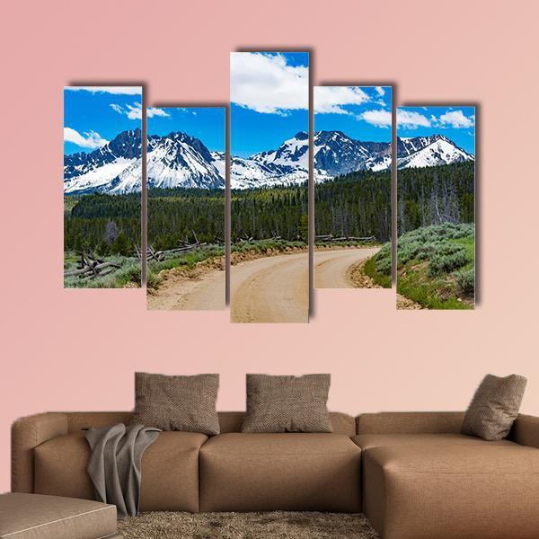 Sawtooth Scenic Byway In Idaho Canvas Wall Art-5 Pop-Gallery Wrap-47" x 32"-Tiaracle