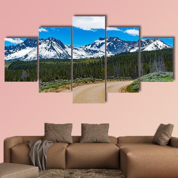 Sawtooth Scenic Byway In Idaho Canvas Wall Art-5 Star-Gallery Wrap-62" x 32"-Tiaracle