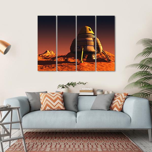 Scene Of The Astronaut On Mars Canvas Wall Art-4 Horizontal-Gallery Wrap-34" x 24"-Tiaracle