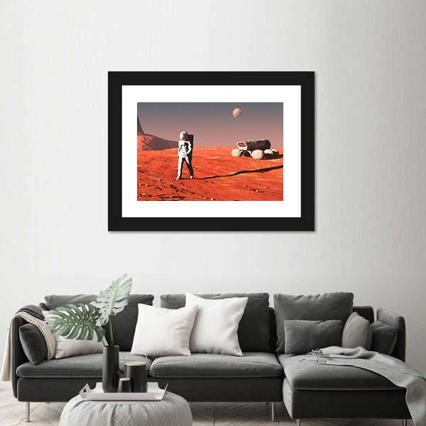 Scene Of The Astronaut On Mars Canvas Wall Art-3 Horizontal-Gallery Wrap-25" x 16"-Tiaracle