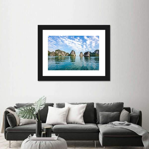 Scenery At Halong Bay In North Vietnam Panoramic Canvas Wall Art-1 Piece-36" x 12"-Tiaracle