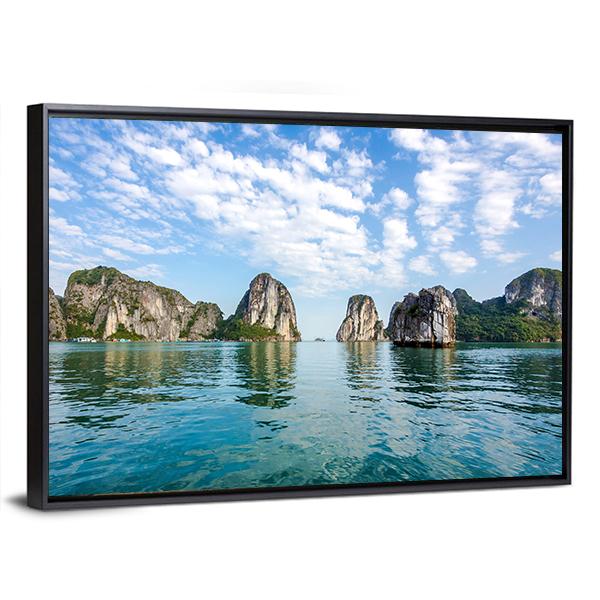 Scenery At Halong Bay In North Vietnam Panoramic Canvas Wall Art-1 Piece-36" x 12"-Tiaracle