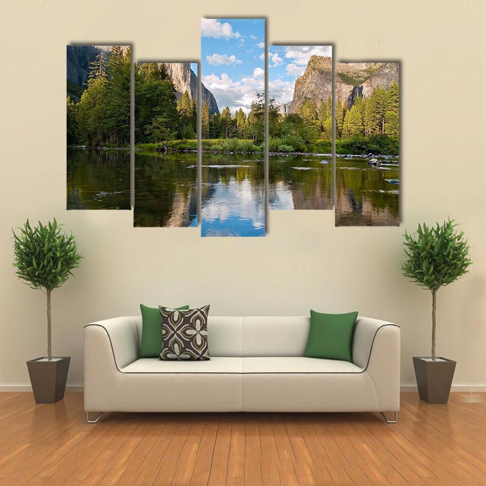 Scenery At Yosemite National Park Canvas Wall Art-5 Pop-Gallery Wrap-47" x 32"-Tiaracle