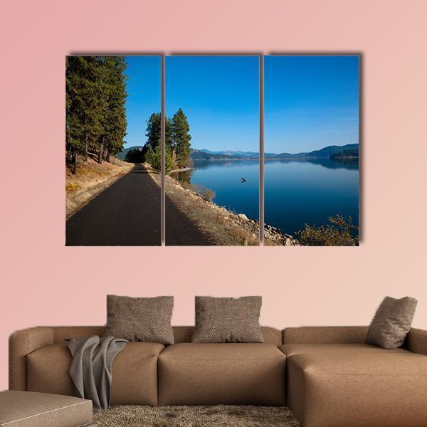 Scenery Of A Clam Blue Lake Canvas Wall Art-3 Horizontal-Gallery Wrap-37" x 24"-Tiaracle