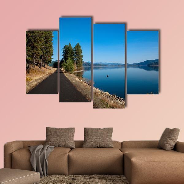 Scenery Of A Clam Blue Lake Canvas Wall Art-4 Pop-Gallery Wrap-50" x 32"-Tiaracle