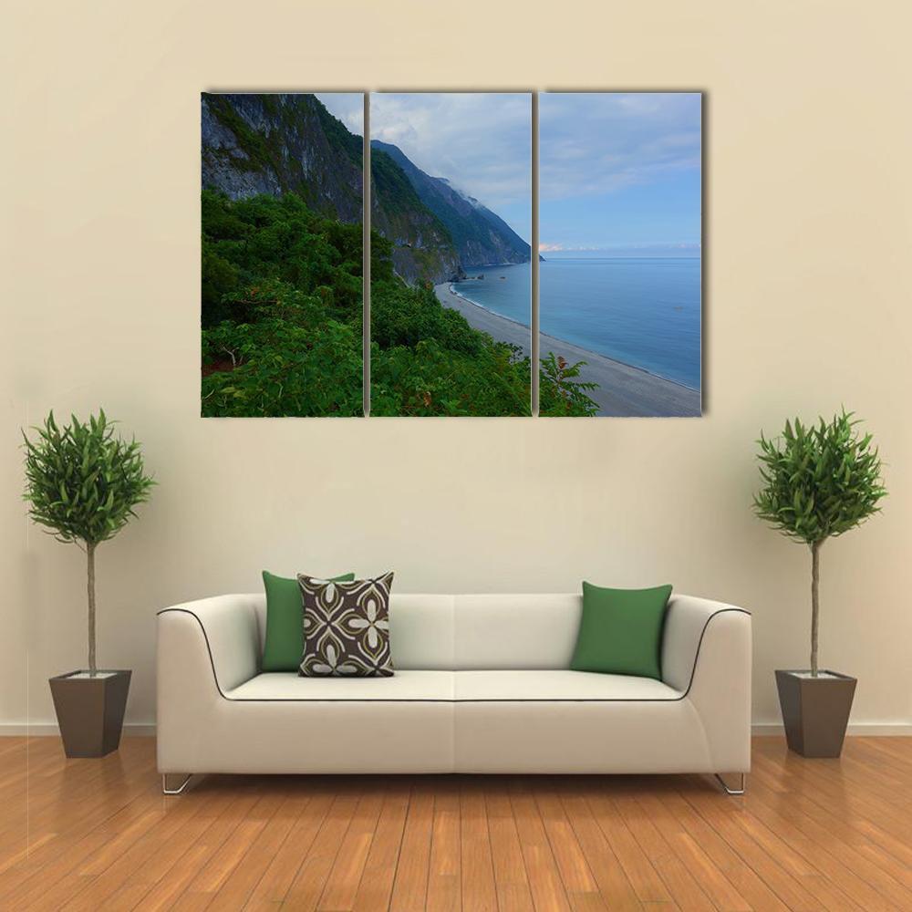 Scenery Of Cliffs Near Sea In Taiwan Canvas Wall Art-3 Horizontal-Gallery Wrap-37" x 24"-Tiaracle