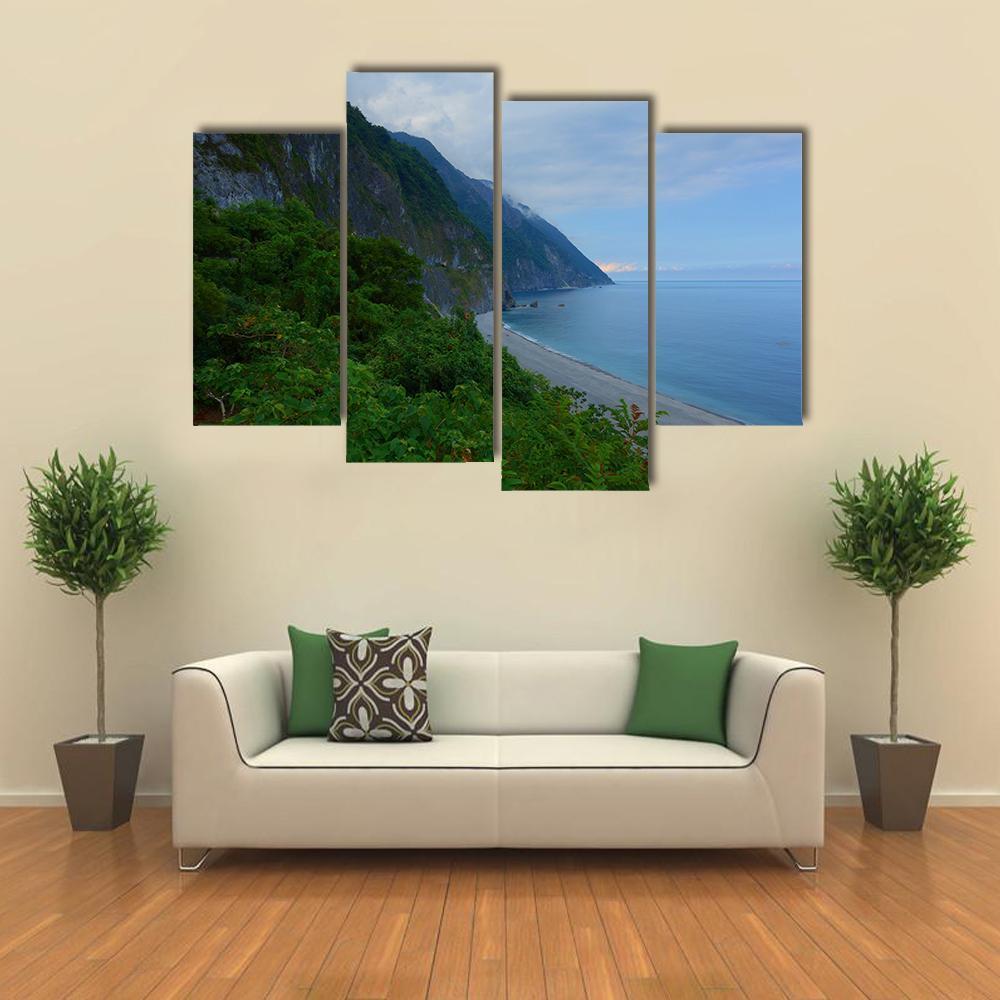 Scenery Of Cliffs Near Sea In Taiwan Canvas Wall Art-4 Pop-Gallery Wrap-50" x 32"-Tiaracle