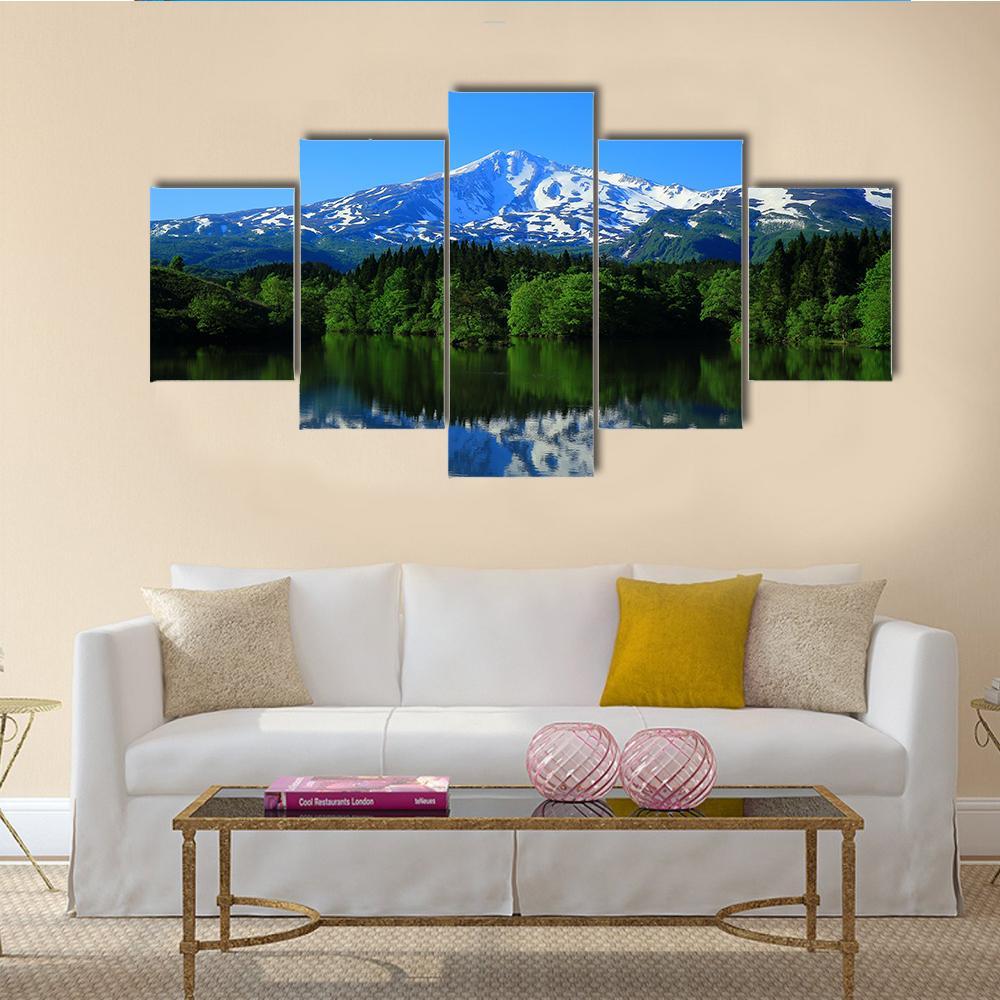 Scenery Of Green Mt Chokai Canvas Wall Art-5 Star-Gallery Wrap-62" x 32"-Tiaracle