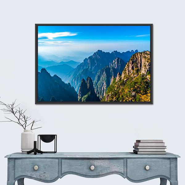 Scenery Of Mount Huangshan Canvas Wall Art-1 Piece-Floating Frame-24" x 16"-Tiaracle
