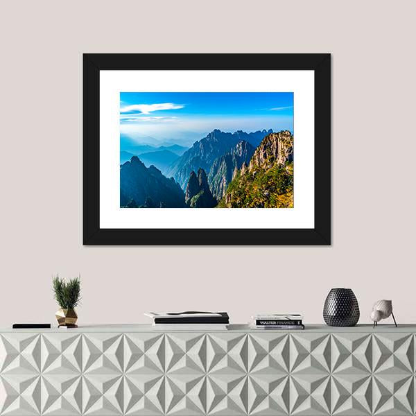 Scenery Of Mount Huangshan Canvas Wall Art-1 Piece-Framed Print-20" x 16"-Tiaracle