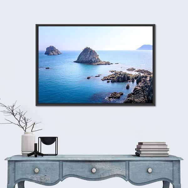 Scenery Of Oryukdo Islands In Busan Canvas Wall Art-1 Piece-Floating Frame-24" x 16"-Tiaracle