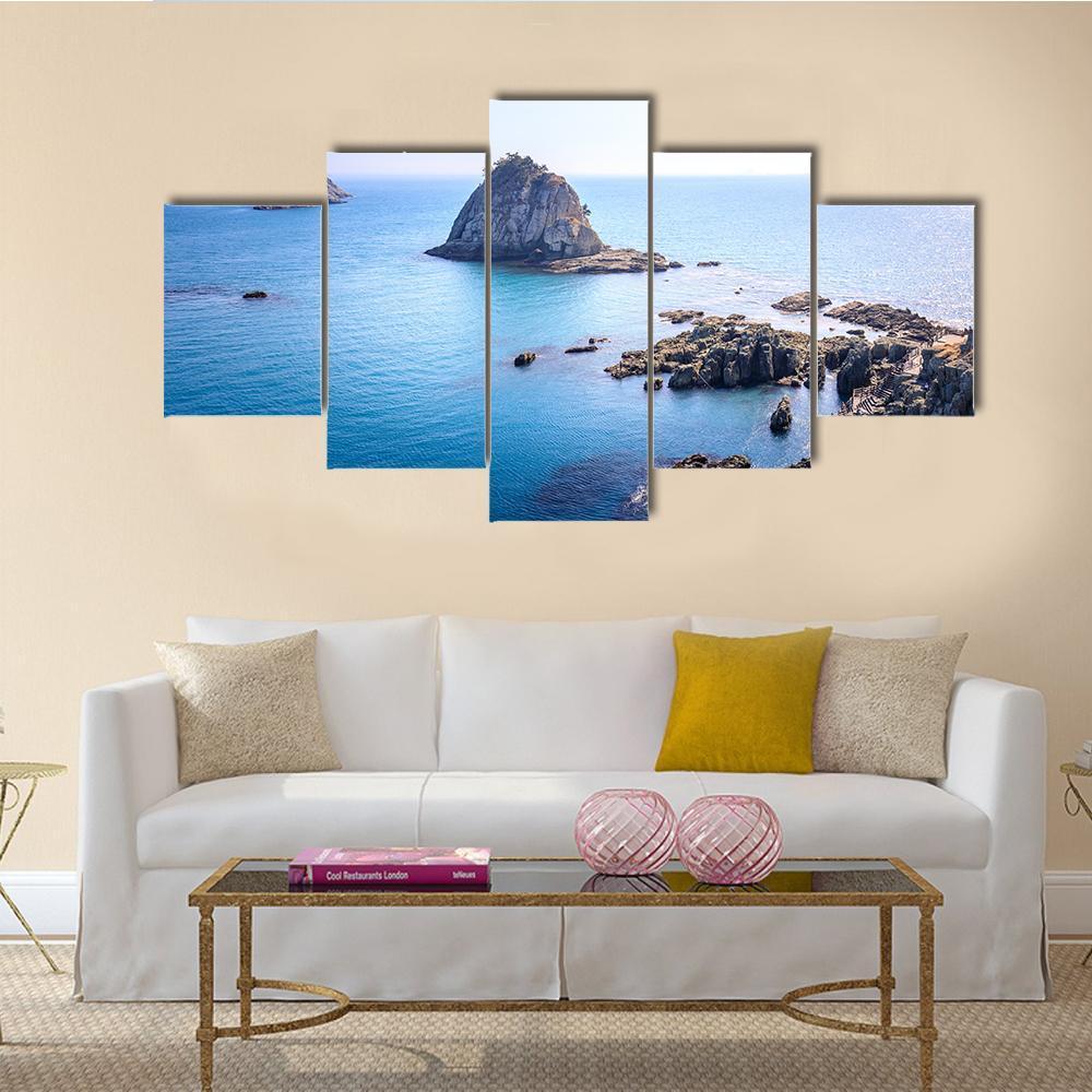 Scenery Of Oryukdo Islands In Busan Canvas Wall Art-5 Star-Gallery Wrap-62" x 32"-Tiaracle