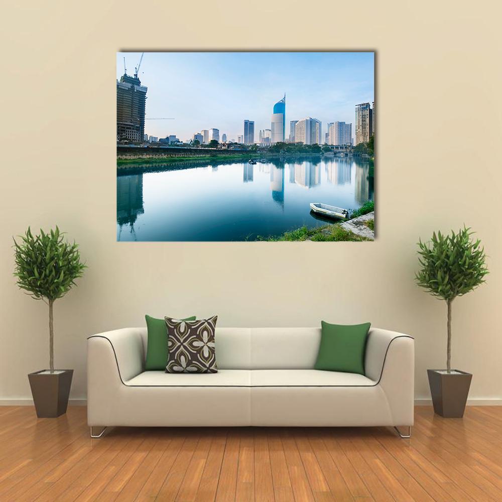 Scenery Of Reservoir Jakarta Canvas Wall Art-1 Piece-Gallery Wrap-48" x 32"-Tiaracle