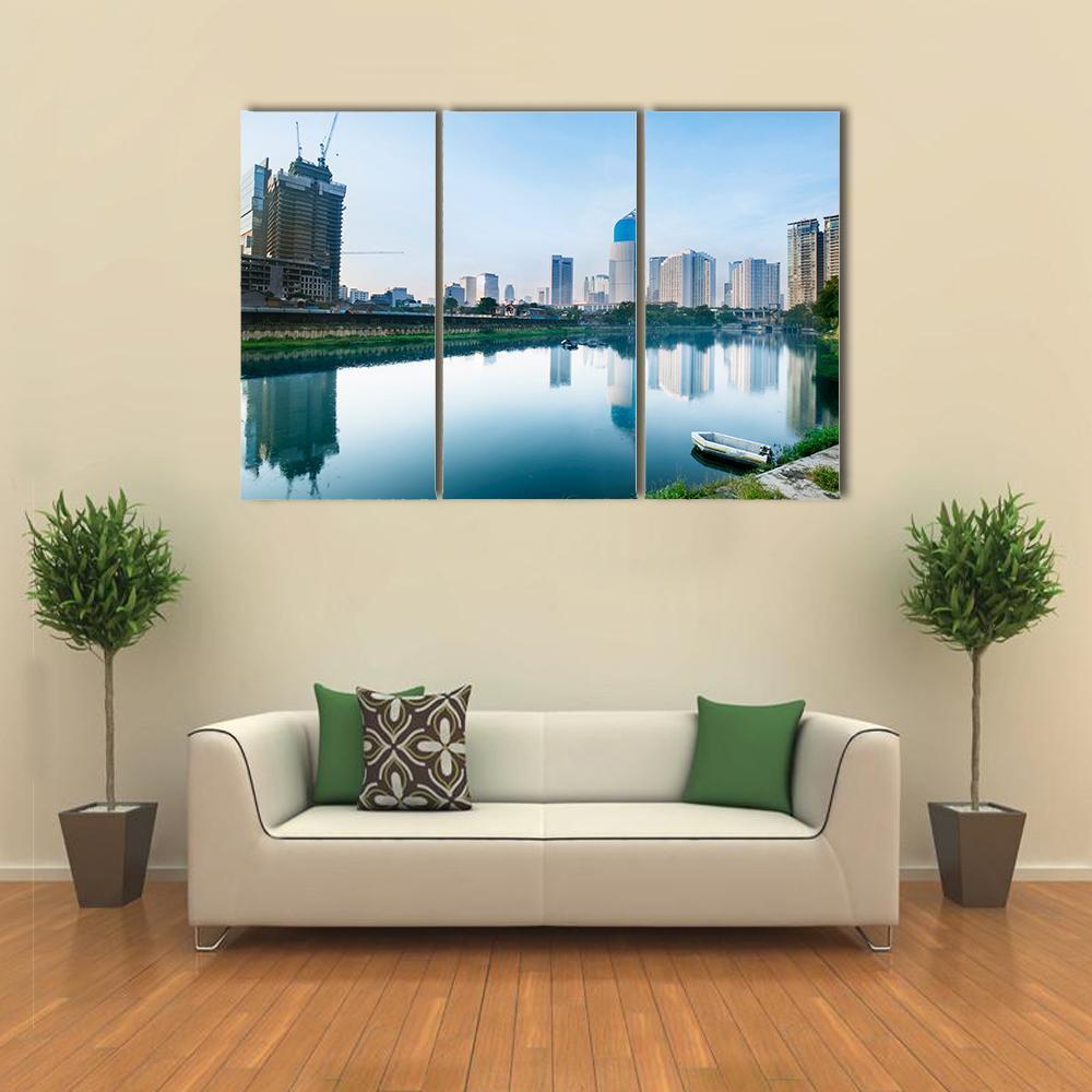 Scenery Of Reservoir Jakarta Canvas Wall Art-3 Horizontal-Gallery Wrap-37" x 24"-Tiaracle