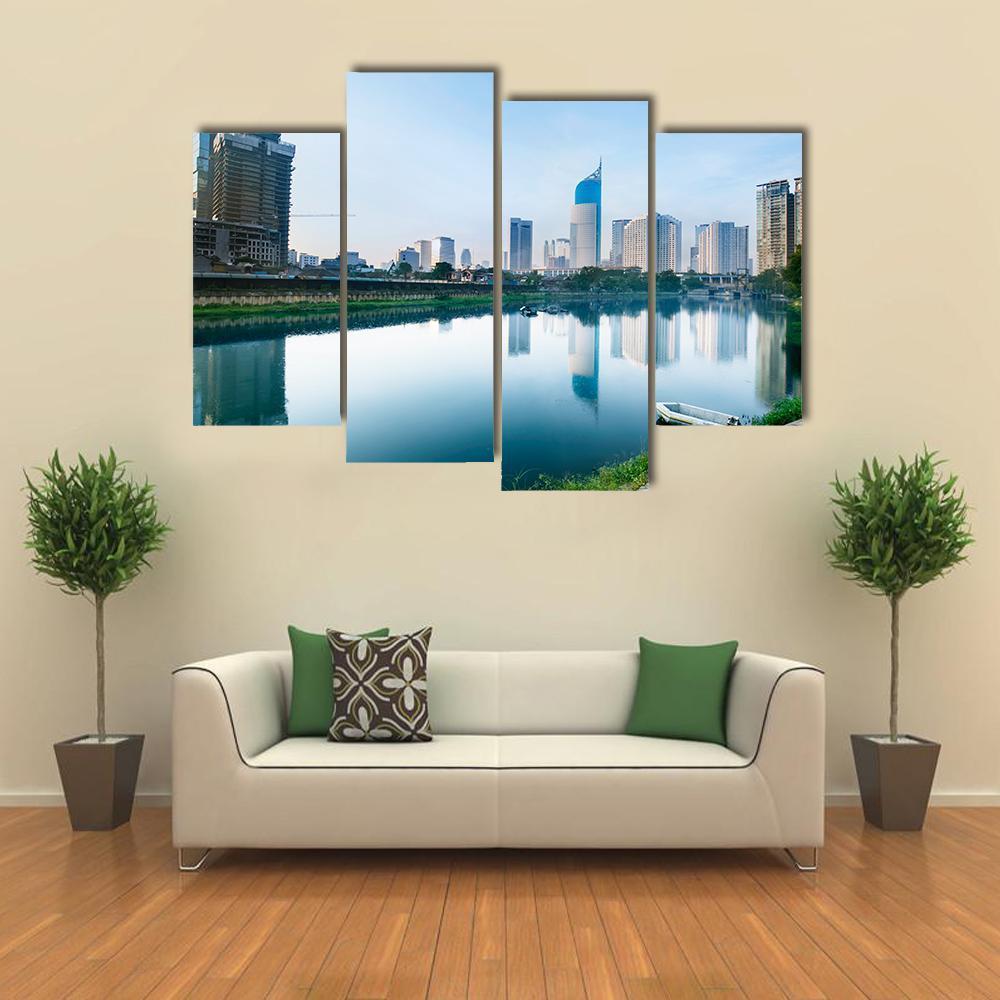 Scenery Of Reservoir Jakarta Canvas Wall Art-4 Pop-Gallery Wrap-50" x 32"-Tiaracle
